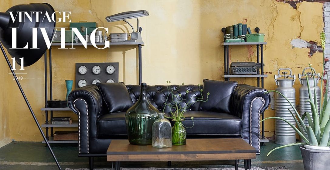 重厚感を放つレザーソファが主役のヴィンテージリビング インテリアコーディネート事例 公式 Lowya ロウヤ 家具 インテリアのオンライン通販