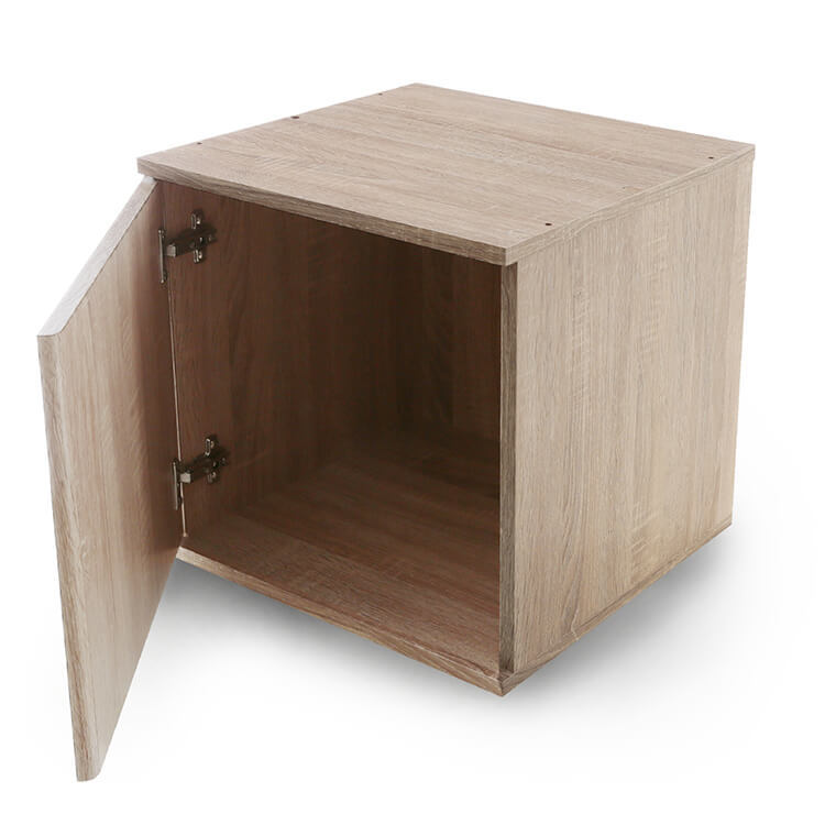 [幅39] キューブ型収納ボックス 選べる3タイプ 連結可能 木目調 寝室 リビング収納 【Cドア】オーク