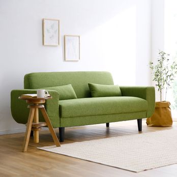 2人掛けコンパクトソファクッション付き(デニム/ネイビー/レッド  