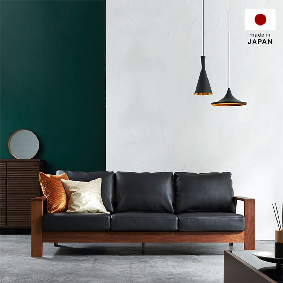 3人掛けベンチソファ 日本製で無垢材使用。お部屋に自然に溶け込む(グリーン/グレーアイボリー/ブラウﾝ/ブラック) | 【公式】LOWYA(ロウヤ)  家具・インテリアのオンライン通販