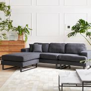 3人掛けカウチソファ ファブリック ポケットコイル 鉄脚  