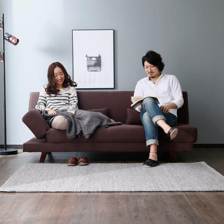 3人掛け ソファベッド 109パターンリクライニング 天然木