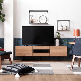 半完成品】ローテレビ台 49型対応の木製(シャビーナチュラル/ホワイト 