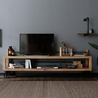 完成品】ミドルテレビ台(ナチュラル)ヴィンテージ調でパイン材使用 
