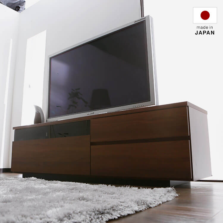 [幅180] 日本製 ローテレビ台 50V型対応 完成品 木製 ウォルナット