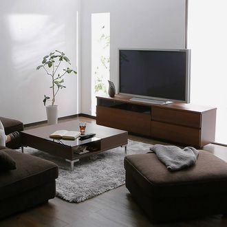 50型対応のローテレビ台 完成品でお届け(ウォルナット)[幅180 
