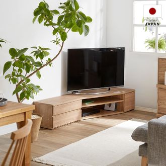 国産ローテレビ台 コーナーテレビ台 収納 木目調 半完成品 [幅180][日 