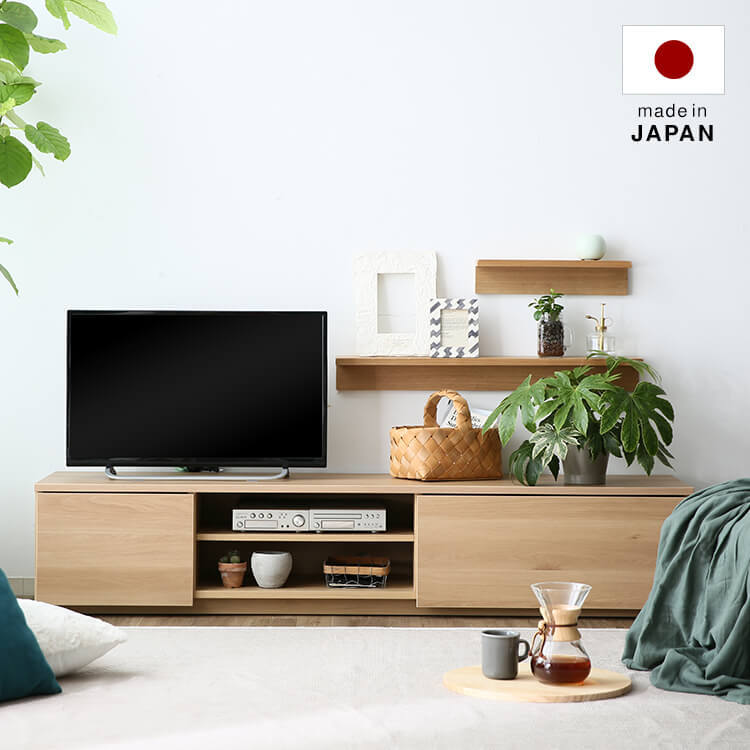 [幅180] テレビ台 日本製 ローテレビ台 49V型対応 木製 フラットデザイン 半完成品 ナチュラル