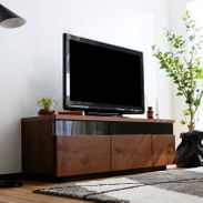 完成品】49型対応の国産ローテレビ台(ブラックウッド/ホワイト 