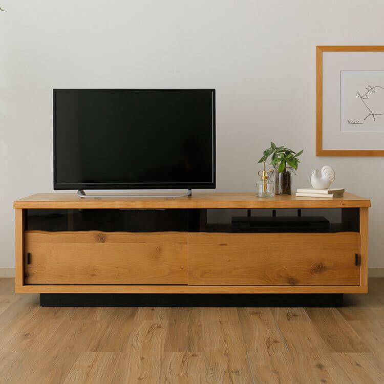 [幅150] テレビ台 日本製 ローテレビ台 49V型対応 半完成品 無垢材・ 天然木突板使用 オーク