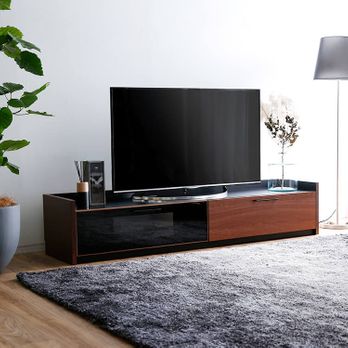 半完成品】国産ローテレビ台(ウォルナット/オーク)強化ガラス・天然木 