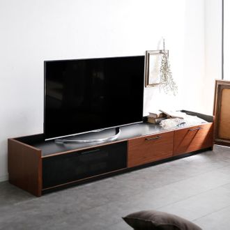 半完成品】国産ローテレビ台(ウォルナット/オーク)強化ガラス・天然木 