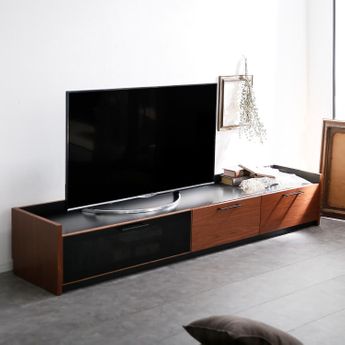 半完成品】国産ローテレビ台(ウォルナット/オーク)強化ガラス・天然木 