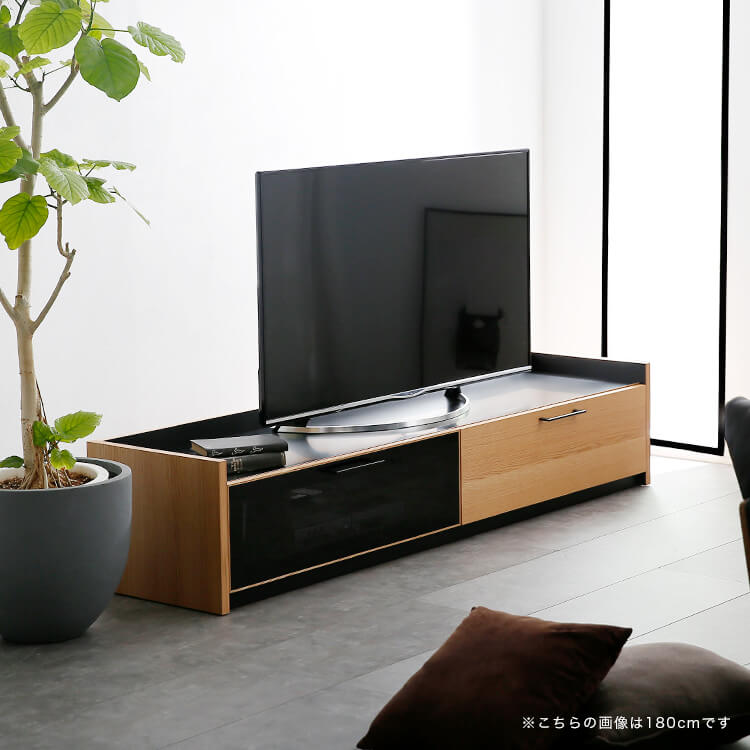 半完成品】国産ローテレビ台(ウォルナット/オーク)強化ガラス・天然木
