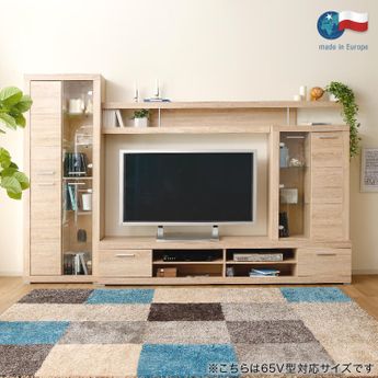 壁面収納テレビ台(ナチュラル)65型/45型対応のナチュラルテイスト 