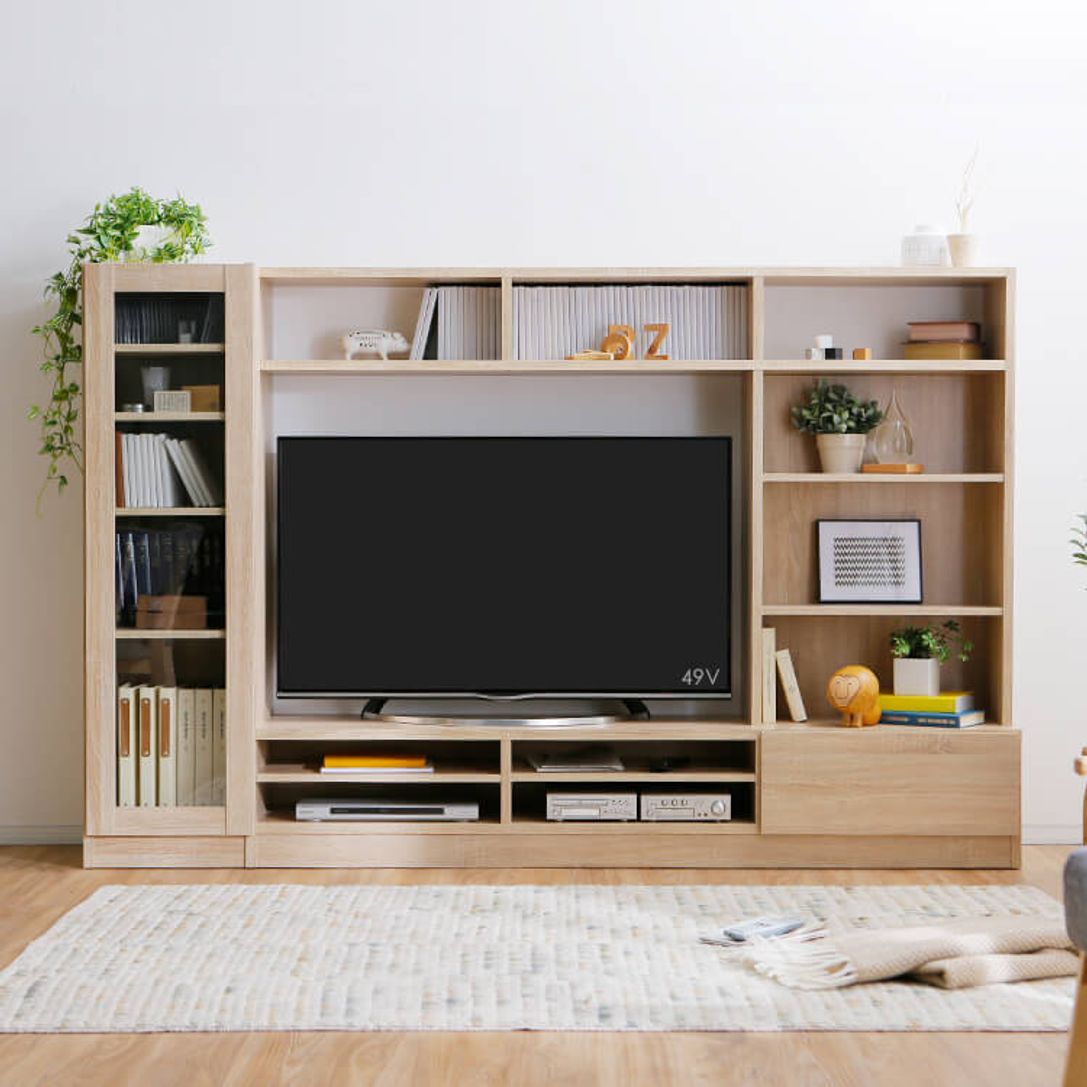 壁面テレビ台 50型対応の大容量収納可能な木製タイプ(ヴィンテージナチュラル/ホワイト/ウォルナット/オーク) | 【公式】LOWYA(ロウヤ)  家具・インテリアのオンライン通販