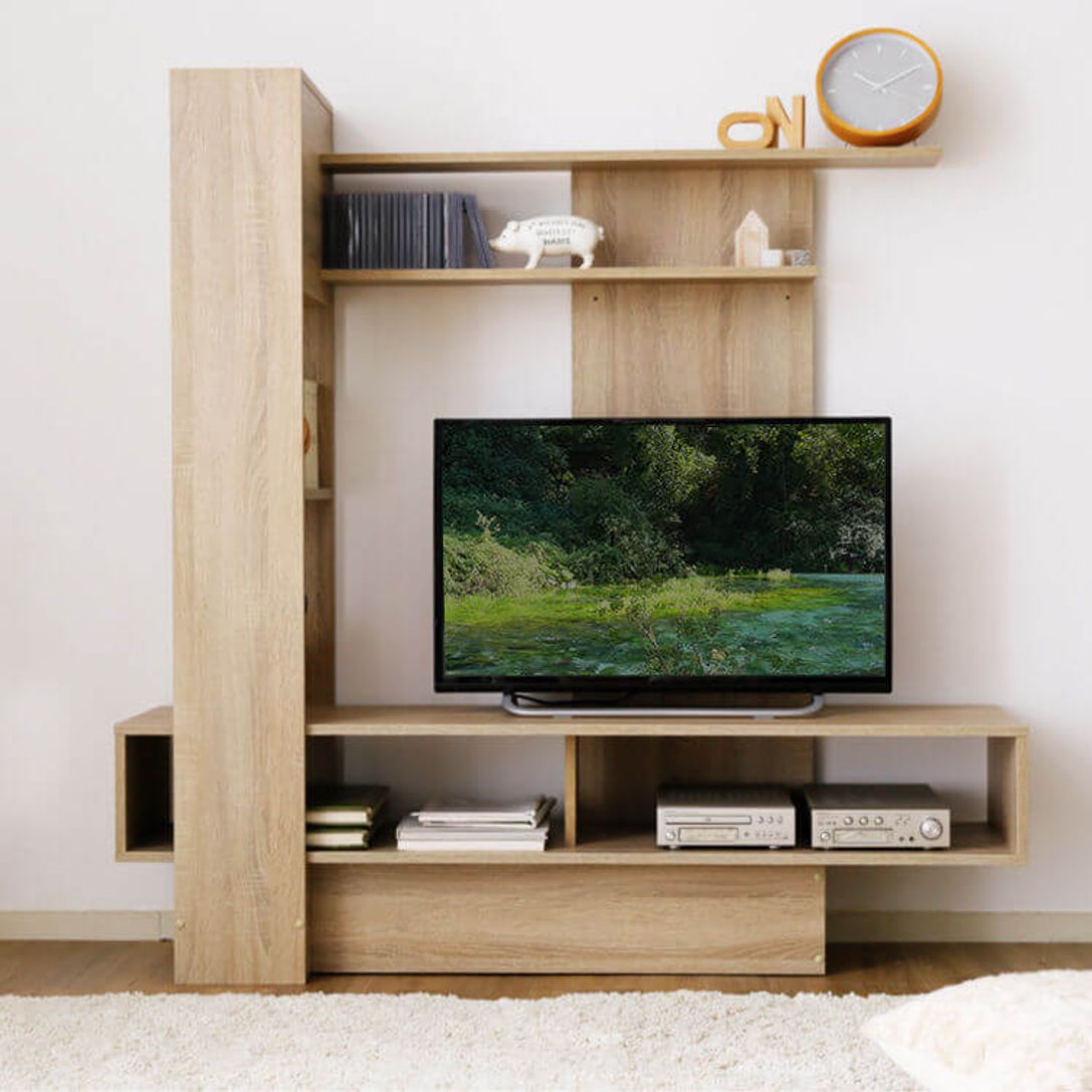 壁面収納テレビ台(ナチュラル/ブラウン)42型対応のおしゃれなモダンタイプ | 【公式】LOWYA(ロウヤ) 家具・インテリアのオンライン通販