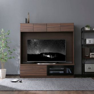 壁面収納テレビ台 50型対応の大容量収納(ウォルナット)[幅150 