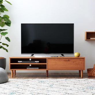 ローテレビ台(ナチュラル/ブラウン)49型対応の北欧ヴィンテージ調  