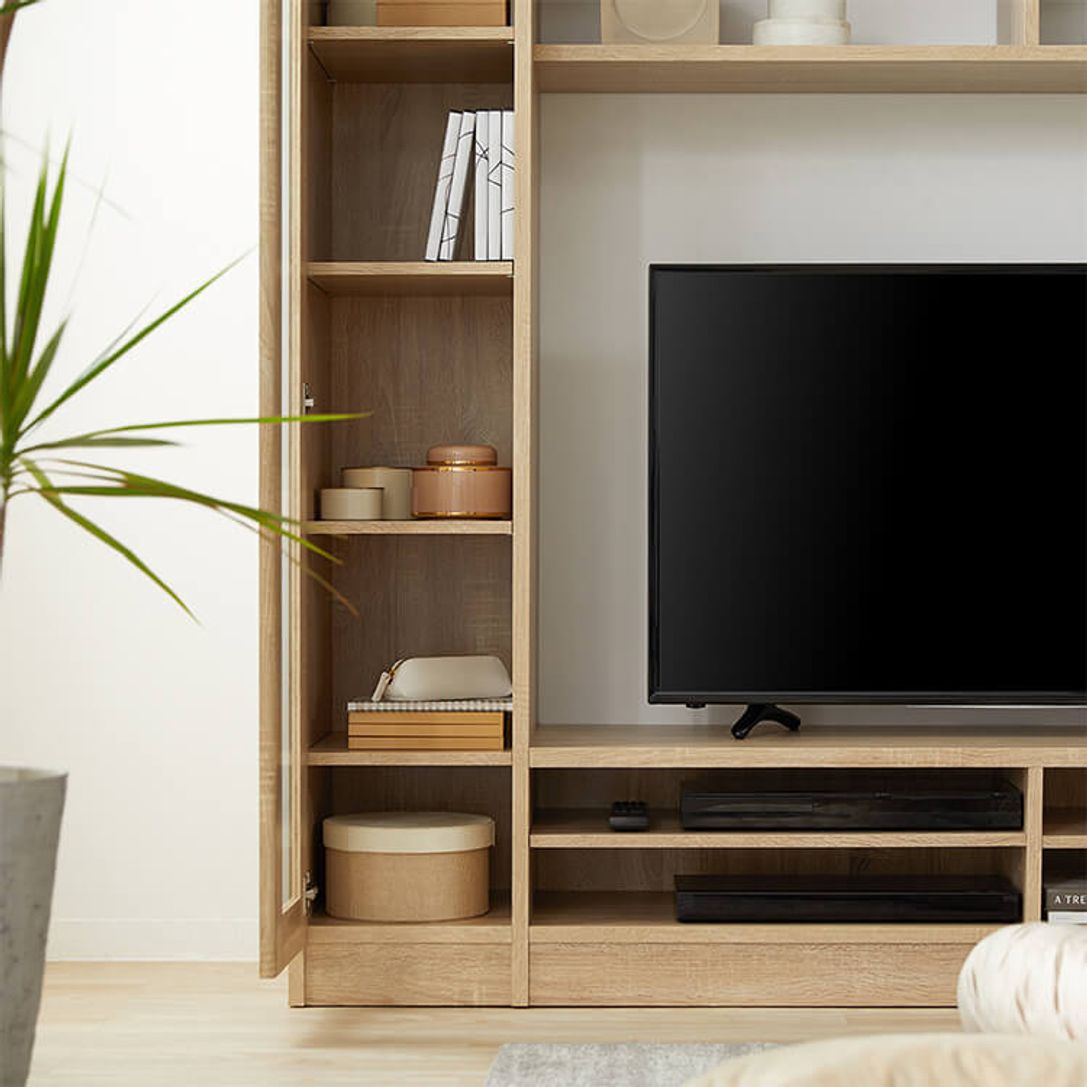 壁面収納付テレビ台 木製 強化ガラス使用 幅180 公式 Lowya ロウヤ 家具 インテリアのオンライン通販