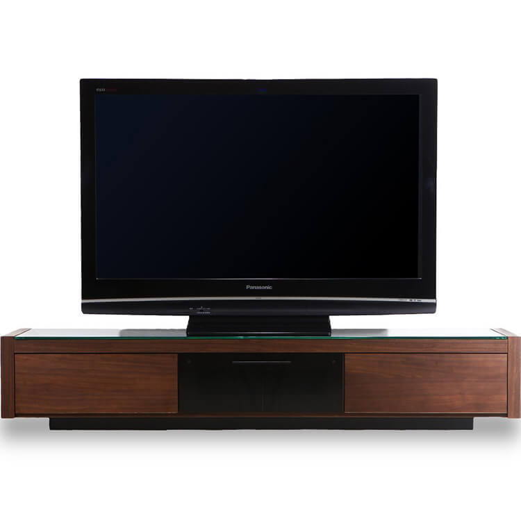 国産ローテレビ台(ウォルナット)ガラス天板でおしゃれなデザイン