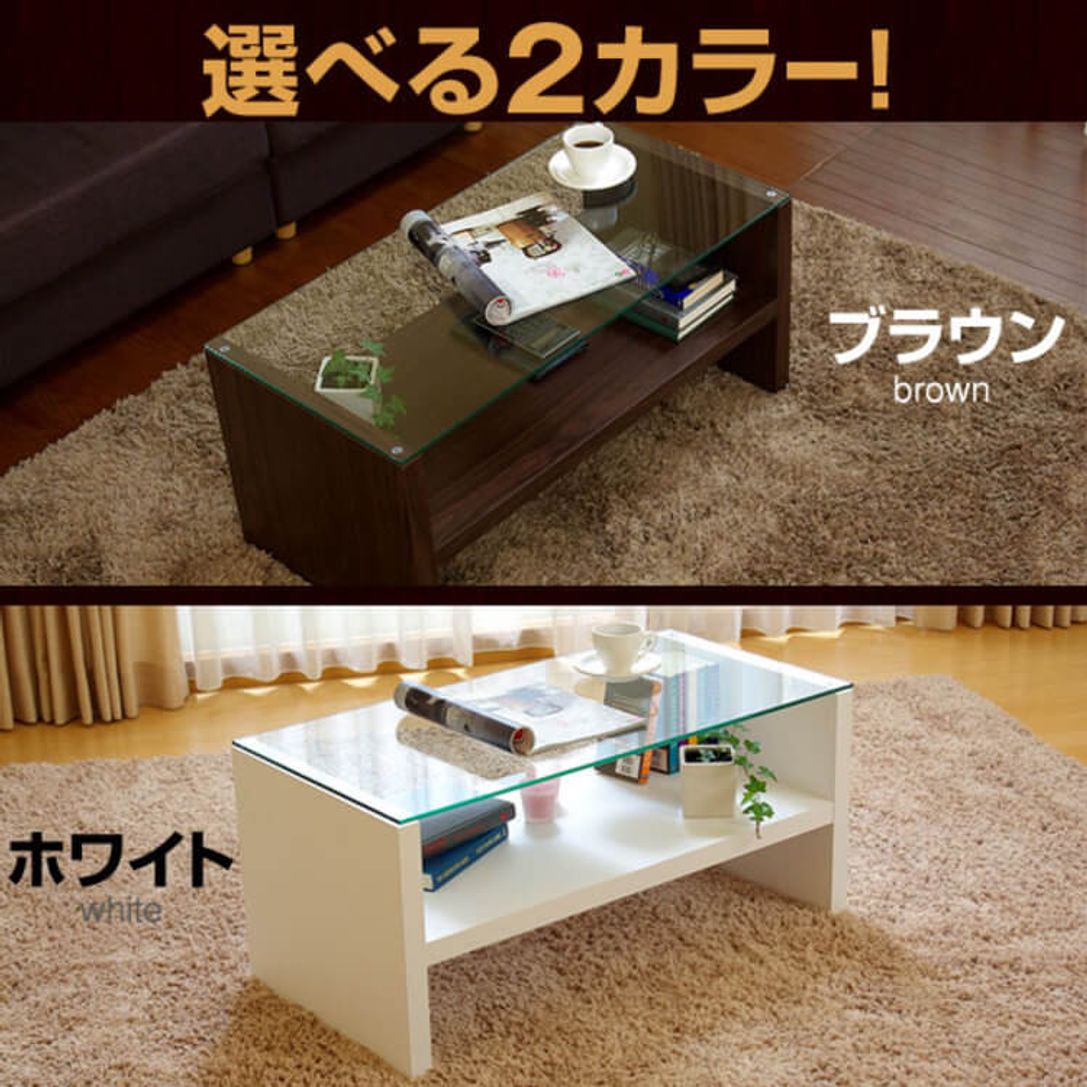 ガラステーブル ホワイト ブラウン 収納付きのナチュラルローテーブル 公式 Lowya ロウヤ 家具 インテリアのオンライン通販