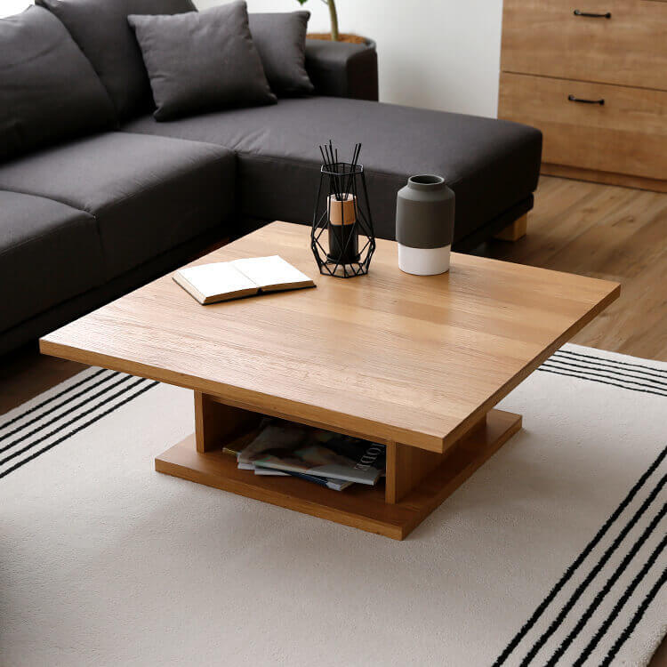 [幅90] センターテーブル T字型 収納付き 木目調 日本製 ローテーブル リビングテーブル ウォルナット ヴィンテージ