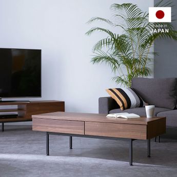 幅120 リビングテーブル 国産 ローデスク 半完成品 スチール脚 木製 LOWYA