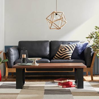 ローテーブル(ウォルナット/オーク)アジャスター付きの木製テーブル  