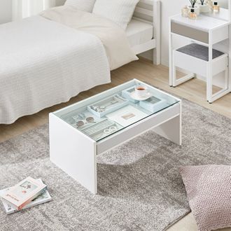 ローテーブル リビングテーブル センターテーブル ガラス天板 [幅75  