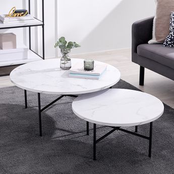 大理石柄ネストテーブル 丸テーブル[幅50-120] | 【公式】LOWYA(ロウヤ  