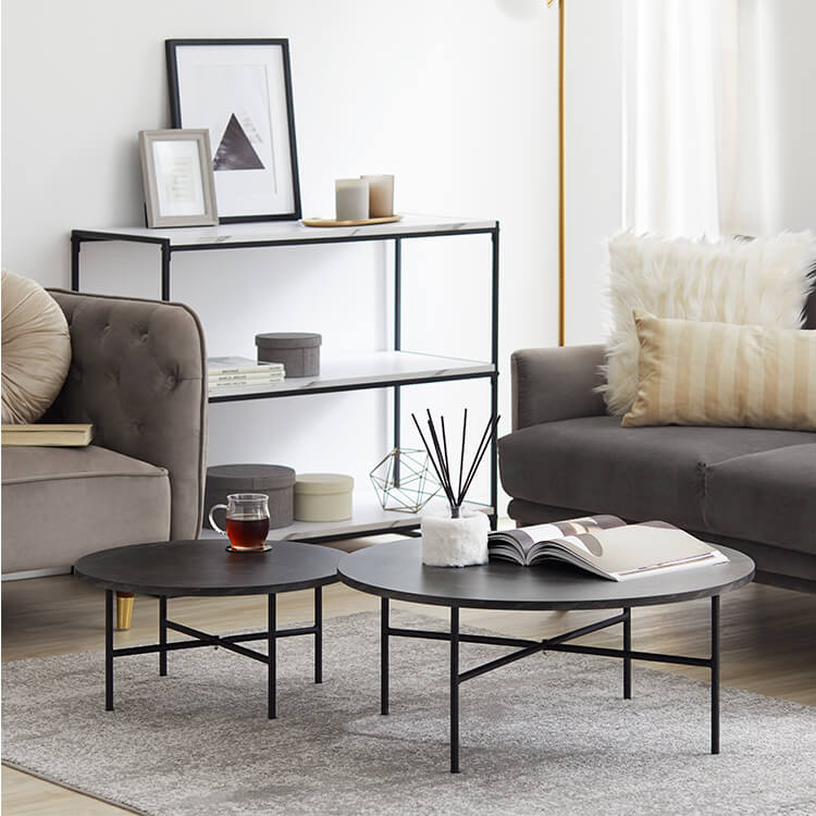 大理石柄ネストテーブル 丸テーブル[幅50-120] | 【公式】LOWYA(ロウヤ