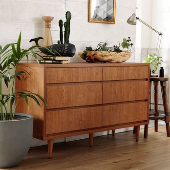 日本製の収納チェスト(アルダー/ウォルナット)ロータイプ/ハイチェスト  