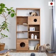 本棚 キャットウォーク 天窓 壁面収納 ハイタイプ 木製 半完成品 [幅90 