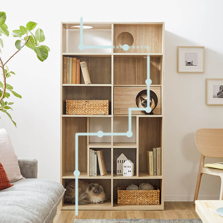 本棚 キャットウォーク付き リバーシブル [幅90] | 【公式】LOWYA