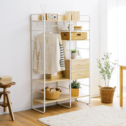 引き出し収納付きハンガーラック ホワイト オーク ブラック ウォルナット 公式 Lowya ロウヤ 家具 インテリアのオンライン通販