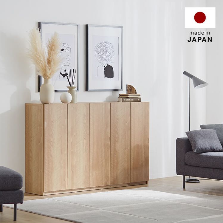 [幅15020] 日本製 キャビネット 収納 大容量 半完成品 薄型 ベッドルーム リビング | 【公式】LOWYA(ロウヤ) 家具