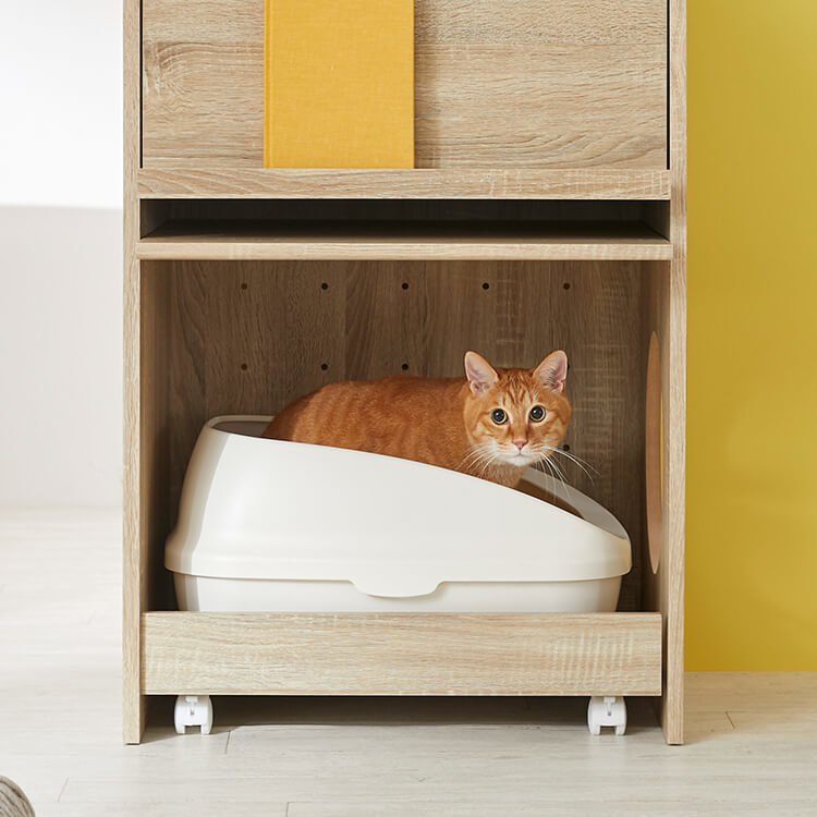 収納ラック(ナチュラル)猫用トイレ付きの猫家具 | 【公式】LOWYA 