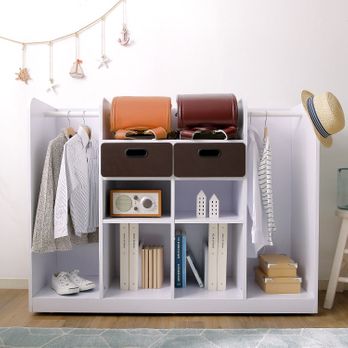 兄弟で使える！ランドセルラック 教科書収納付き(ホワイト/ブラウン  