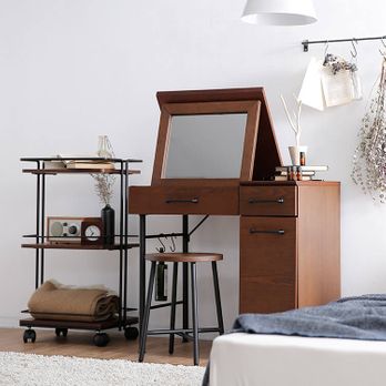 10/3【激安】メーカー不明 ドレッサーデスク ヴィンテージ調 ブラウン  