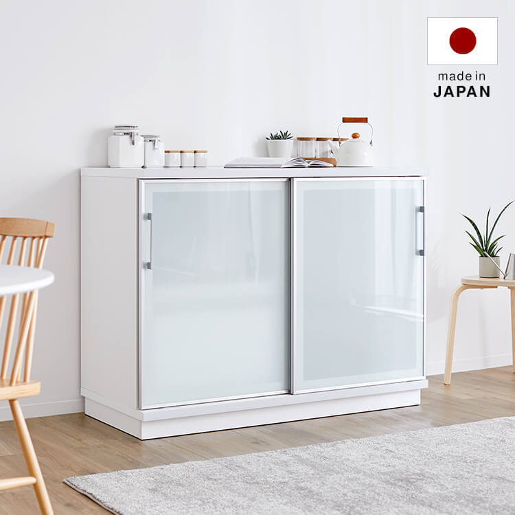 完成品】可動式キッチン収納(ホワイト/ブラウン)日本製で可動式タイプ