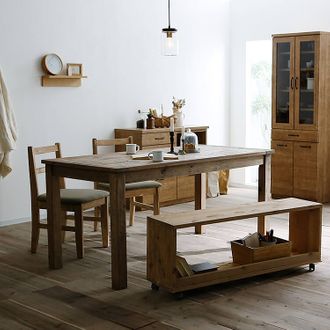 ナチュラルカラーのダイニングテーブル(単品)ヴィンテージデザイン 