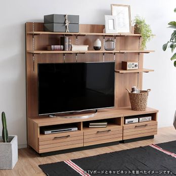 完成品】テレビ台専用サイドキャビネット(ナチュラル/ブラウン 