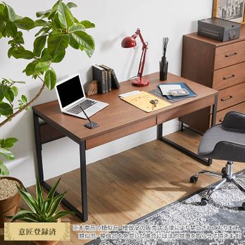 ヴィンテージ風でおしゃれな木製パソコン・ワークデスク(ブラウン)[幅  