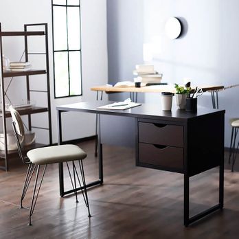 パソコンデスク(ホワイト+オーク/ブラック+ウォルナット)木目調で  