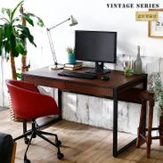 ヴィンテージ風でおしゃれな木製パソコン・ワークデスク(ブラウン)[幅  