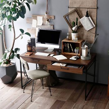 LOWYA ロウヤ パソコンデスク うけ 幅160cm 天然木板 ビンテージ風 