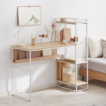 パソコンデスク 本棚付き 収納付き オフィス ワーク PC 平机 [幅110  