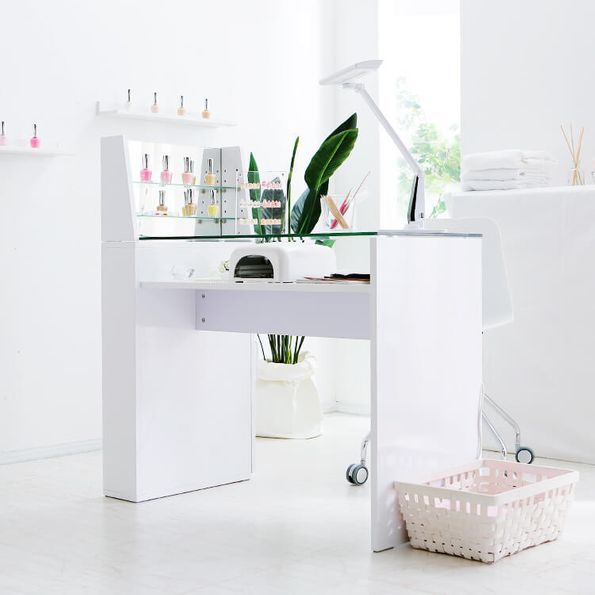 ネイルデスク(ホワイト)ガラス棚付きのスリムタイプ 【公式】LOWYA(ロウヤ) 家具･インテリアのオンライン通販