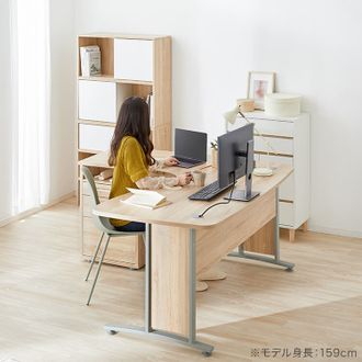 L字デスク(オーク/ブラウン)引き出し収納の鍵付きタイプ | 【公式 